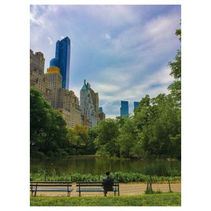 Skyline met park op de voorgrond, stedelijke fotografie